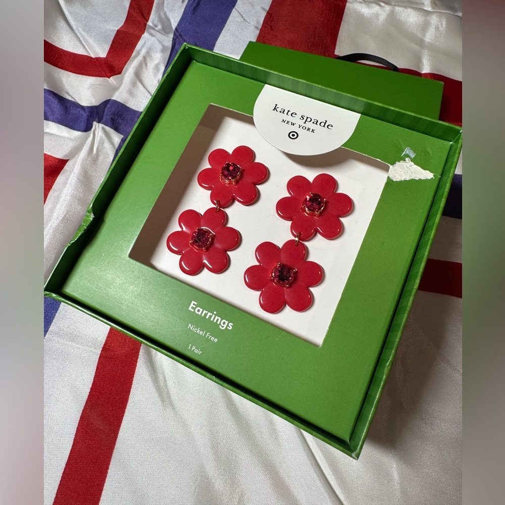 Kate Spade New York x Target Vibrant Red Floral Earrings - HTF